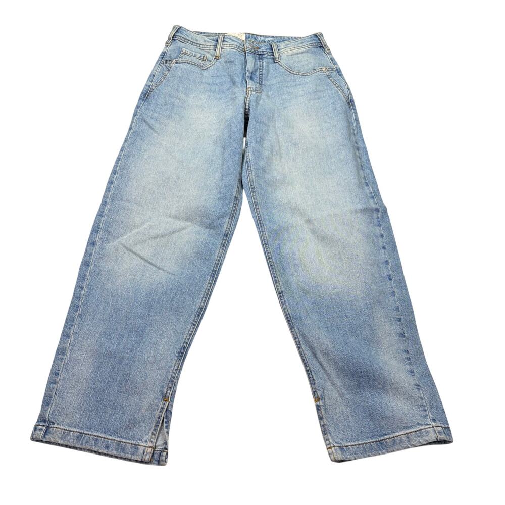 Pilcro womens light wash barrel jeans, inner ankle slit. Size 25. Anthropologie